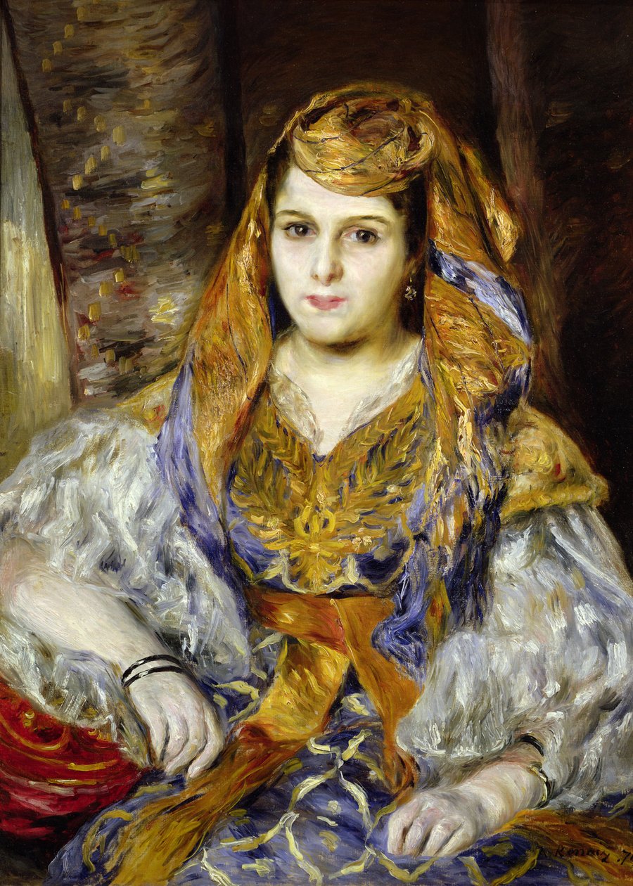 うーん。アルジェリアのドレス、またはアルジェリアの女性のクレメンタイン・ストーラ、1870 作： ピエールオーギュストルノワール