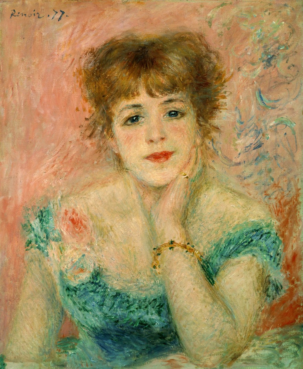 女優のジャンヌサマリーの肖像、1877年（調査） 作： ピエールオーギュストルノワール