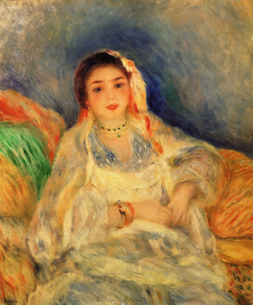 座っているアルジェリアの女性 作： ピエールオーギュストルノワール