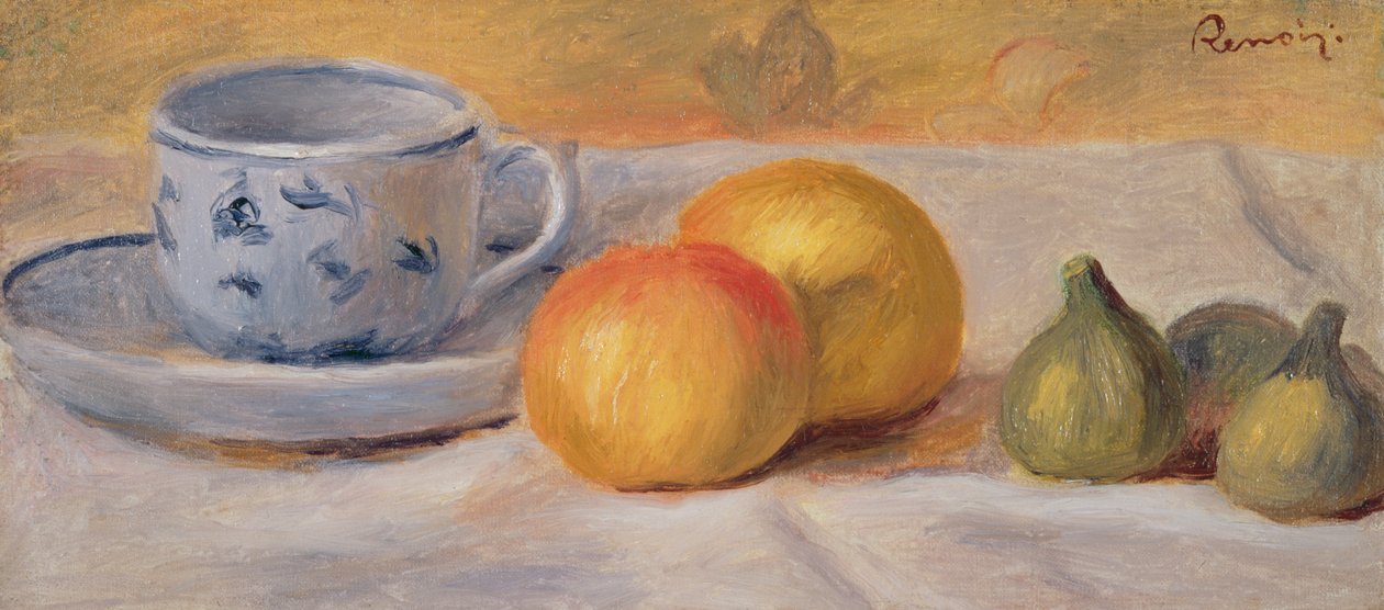 ブルーカップのある静物（自然モルテアラタッセブルー）c.1900 作： ピエールオーギュストルノワール