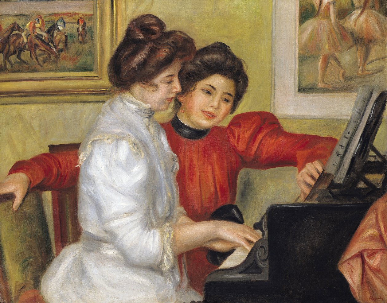 ピアノでのイボンヌとクリスティン・レロル、1897 作： ピエールオーギュストルノワール