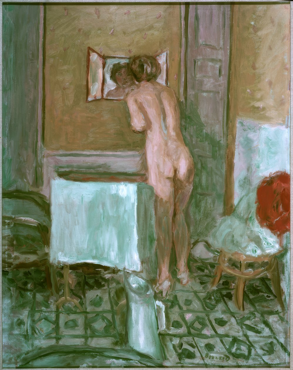 赤い布で裸またはトイレで裸 作： ピエール・ボナール