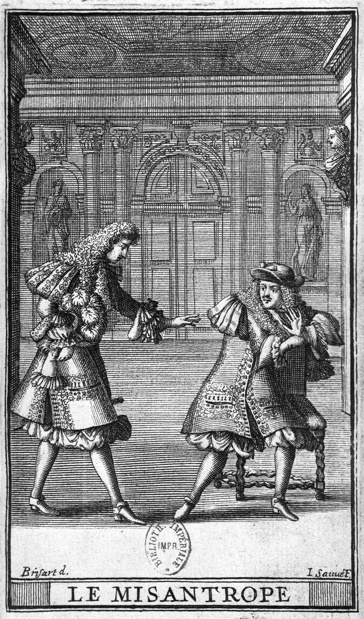 モリエール（1622-73）の「Le Misanthrope」のシーン、ジャン・ソーヴ（fl.1660-91）の彫刻 作： ピエール・ブリサール