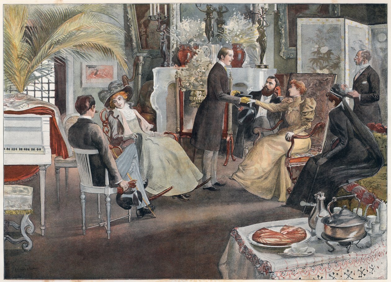 1893年のパリの5時のお茶。 作： ピエール・ジョルジュ・ジャンニオ