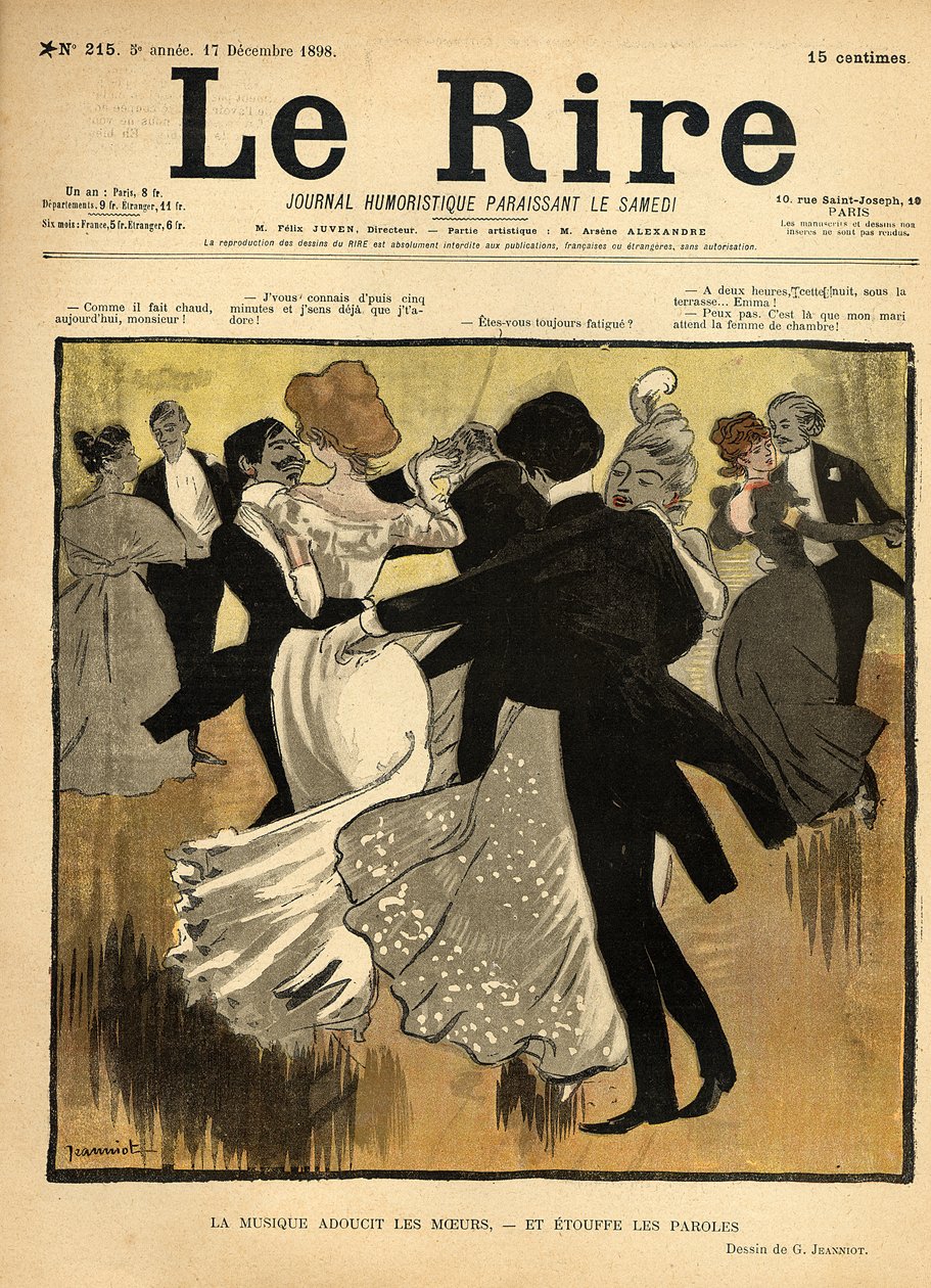 1898年12月17日、「Le Rire」の表紙からのダンスカップル（colout litho） 作： ピエール・ジョルジュ・ジャンニオ
