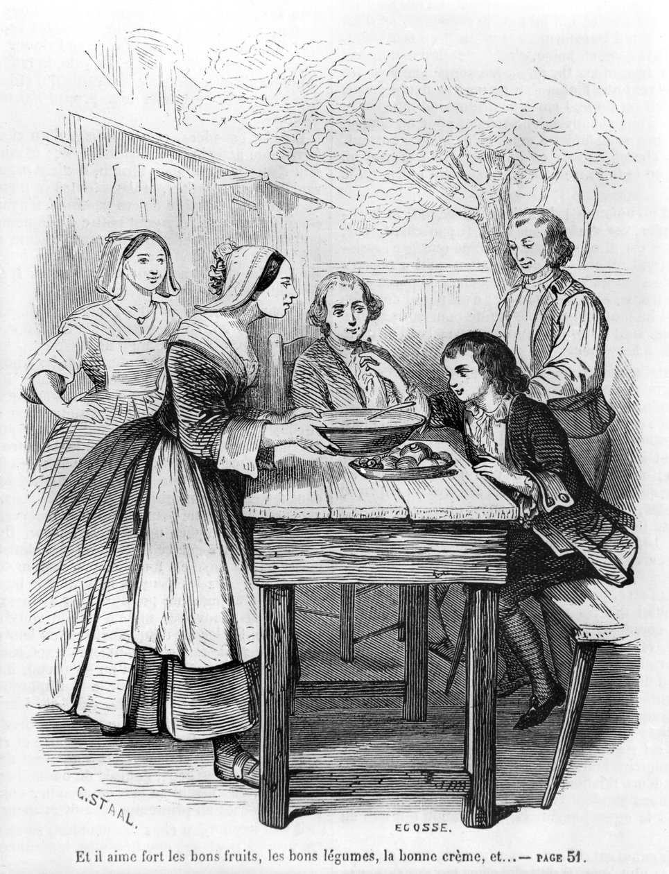 1851年に出版されたJean-Jacques Rousseau（1712-78）による「L&39;Emile」のイラスト 作： ピエール・ギュスターヴ・ユージン・スタール