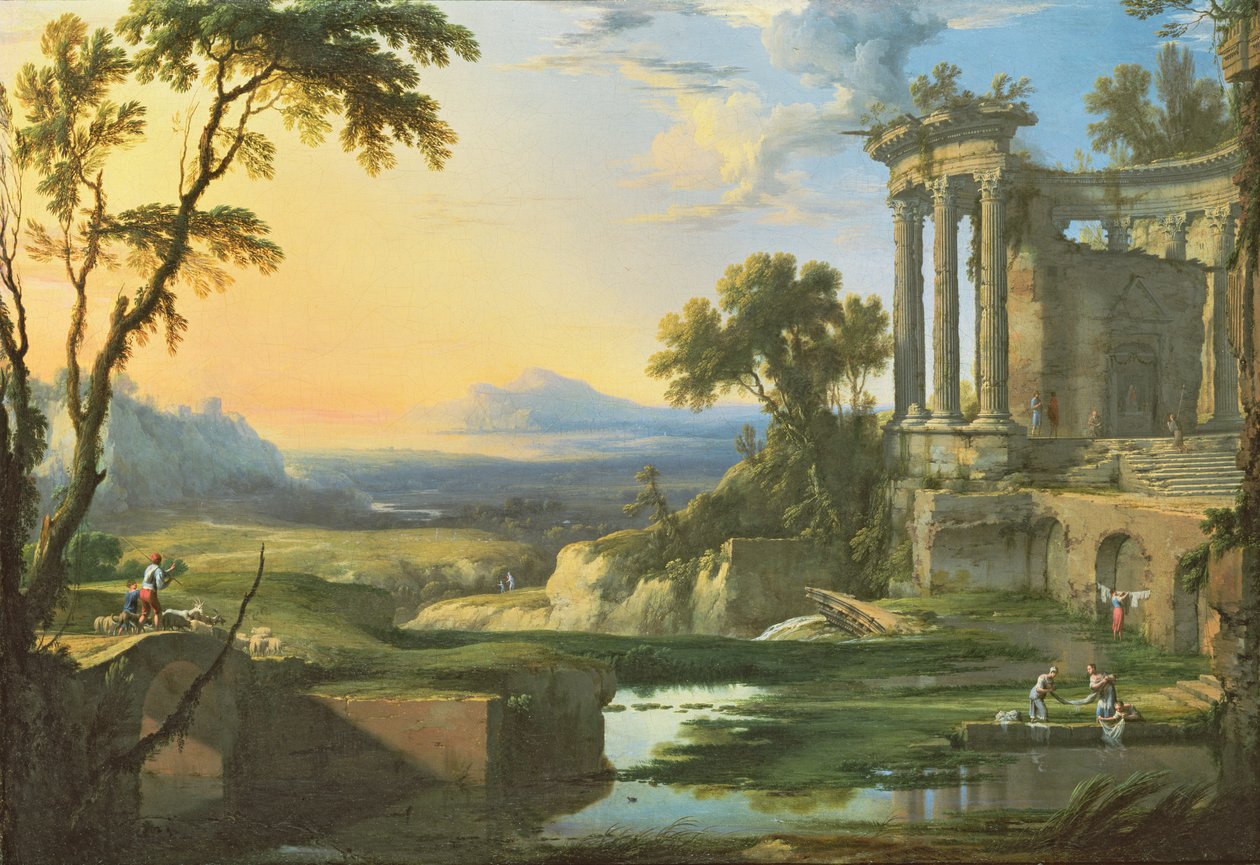 廃墟のあるイタリアの風景 作： ピエール・パテルス
