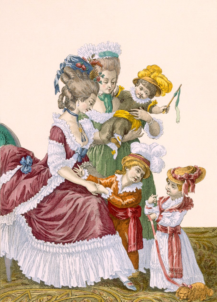 デュパンが彫刻したコントアルトワの子供たち、「Galeries des Modes et Costumes Francais」c.1778-87からのプレートno.159 作： ピエール・トーマス・ル・クラーク