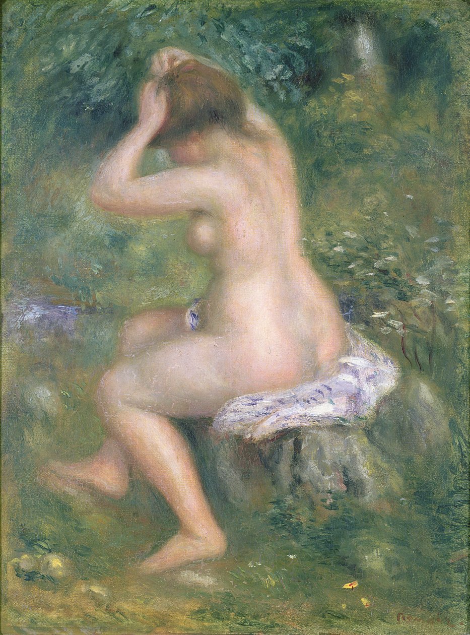 入浴者、c.1885-90（キャンバスに油彩） 作： ピエールオーギュストルノワール