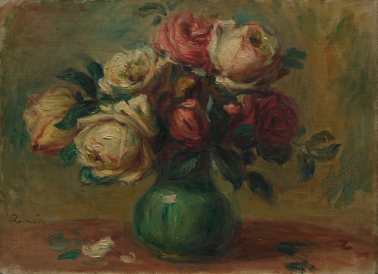 花瓶のバラc。 1890 作： ピエールオーギュストルノワール