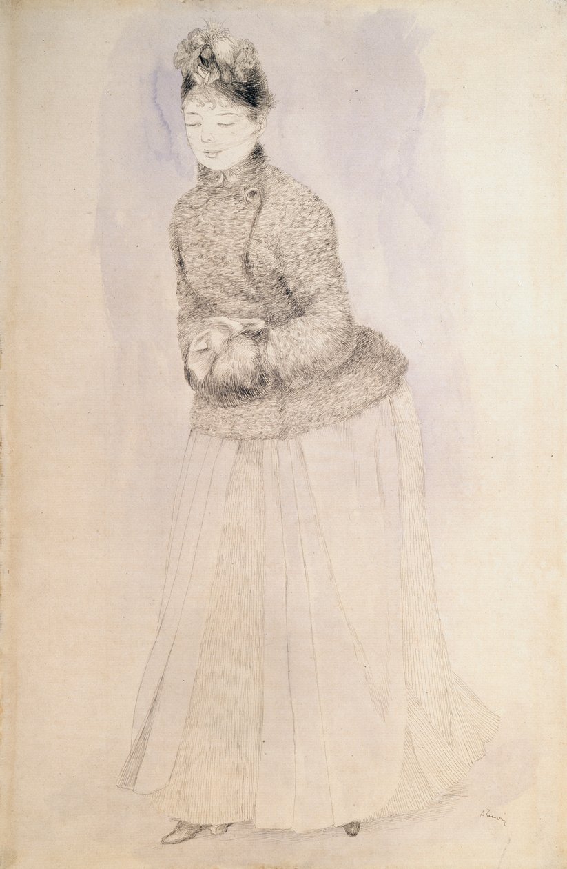 マフを持つ女性、c1883-c1884。 作： ピエールオーギュストルノワール