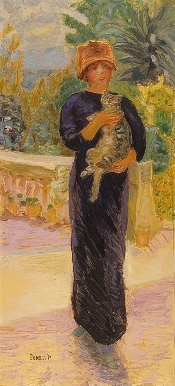 猫を持つ女性。 1912 作： ピエール・ボナール
