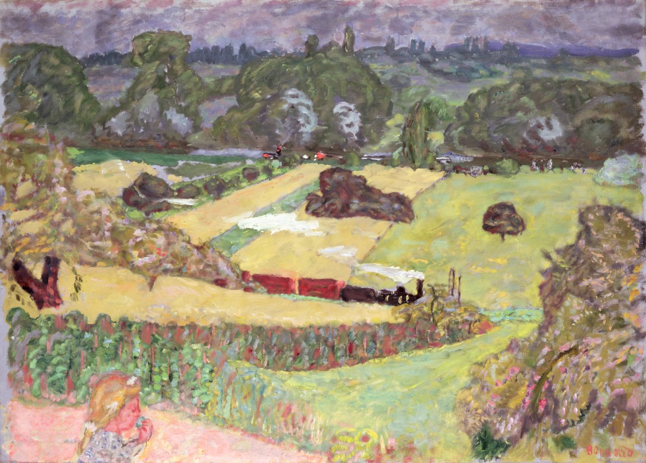 貨物列車のある風景、1909年 作： ピエール・ボナール