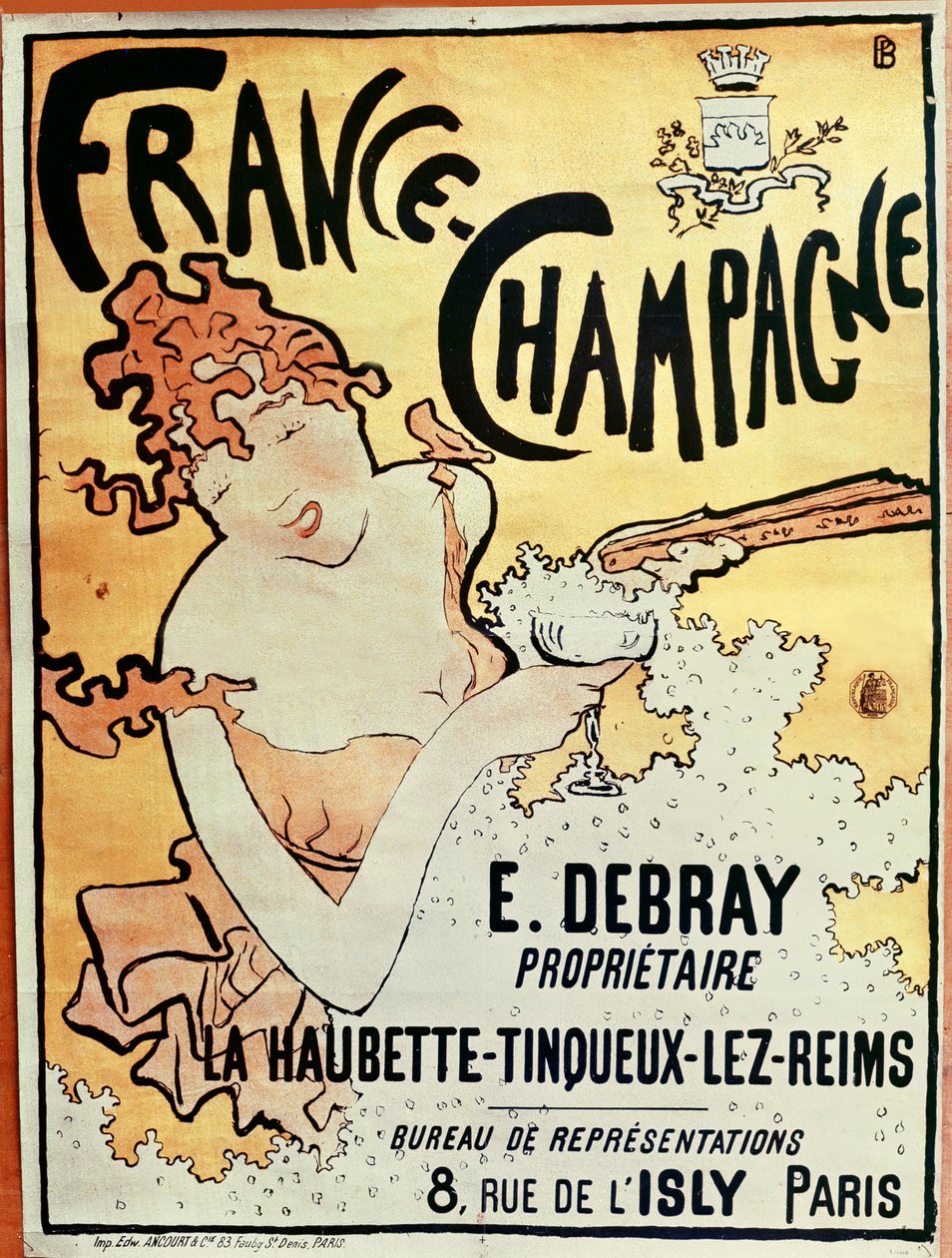 フランスシャンパーニュの広告ポスター、1891年 作： ピエール・ボナール