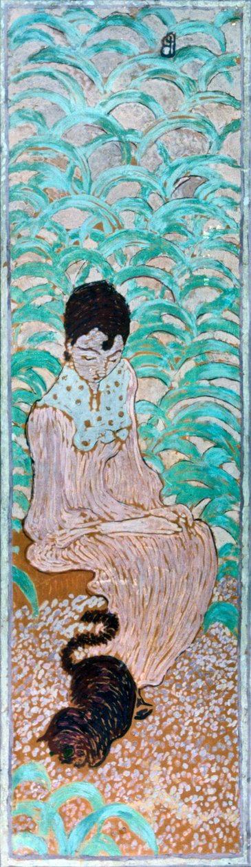 猫と一緒に座っている女性、1891年。 作： ピエール・ボナール