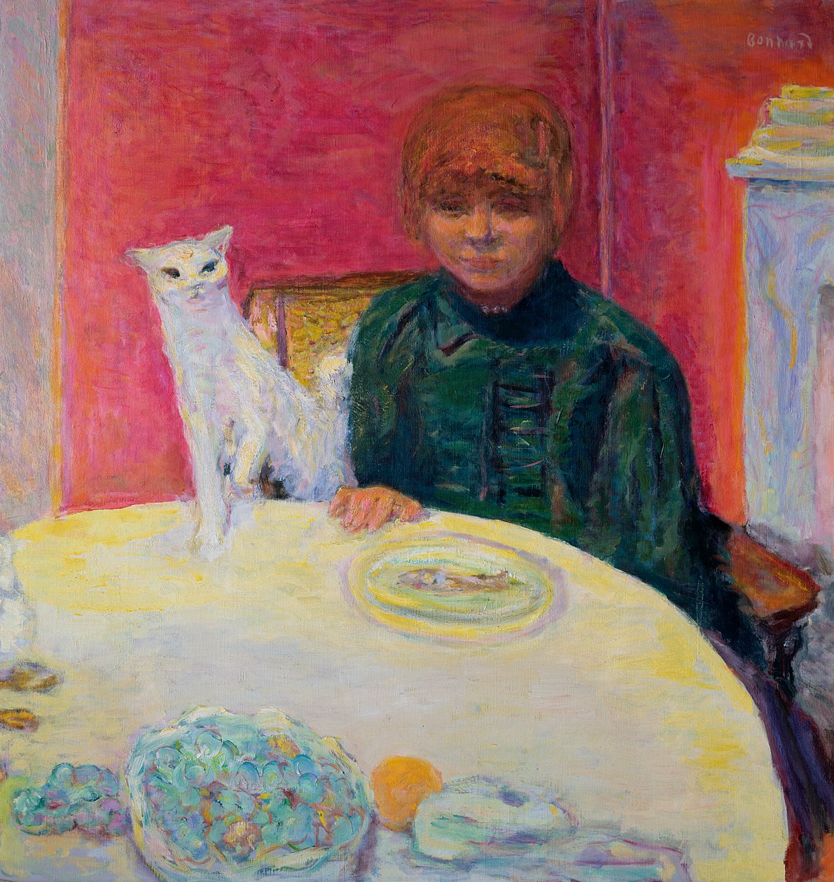 猫を持つ女性、1912 作： ピエール・ボナール