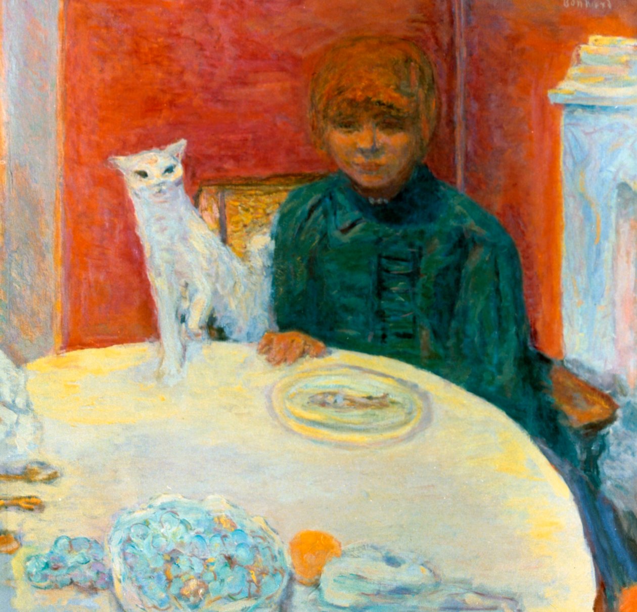 猫を持つ女性、1912 作： ピエール・ボナール