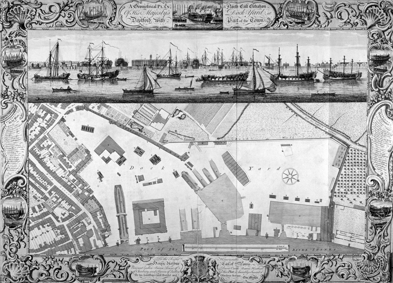 デットフォード ドック、ロンドン、1753 年。 作： ピエール・シャルル・カノ