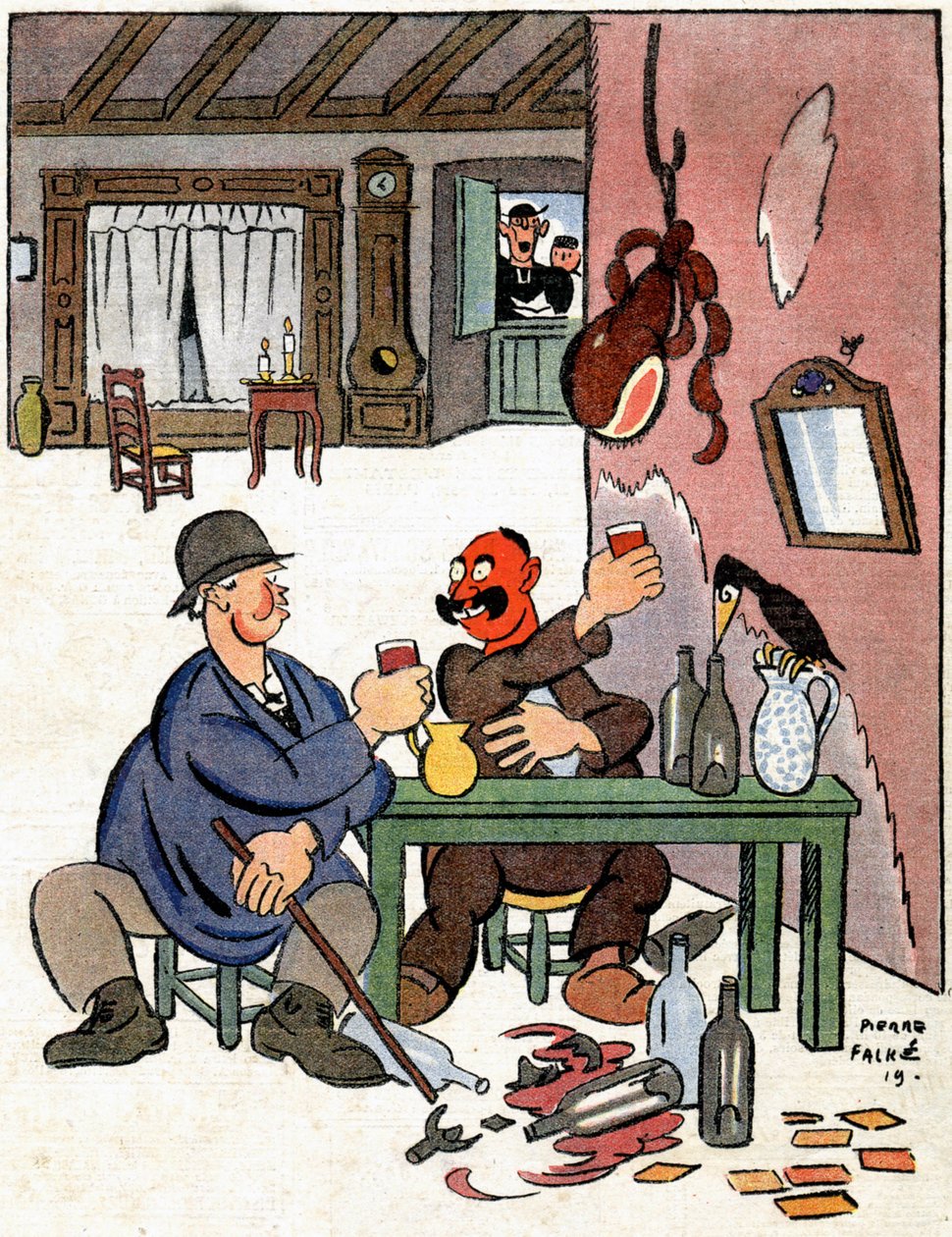田舎のアルコール中毒者、1922年頃（イラスト） 作： ピエールファルコン