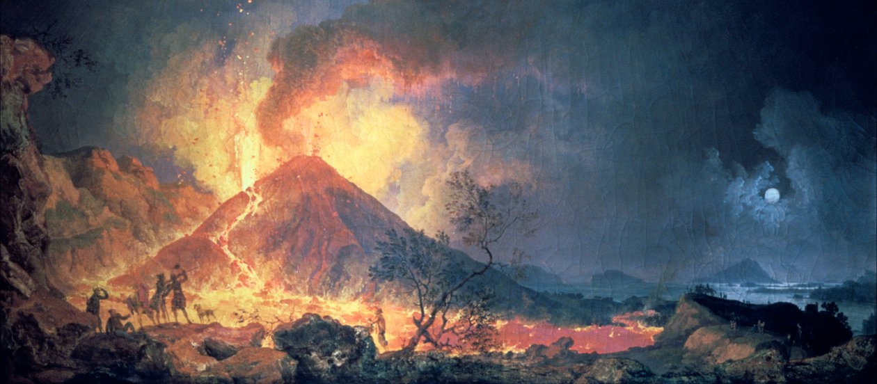 ヴェスヴィオ火山の噴火、1770年代。 作： ピエール・ジャック・ボレール