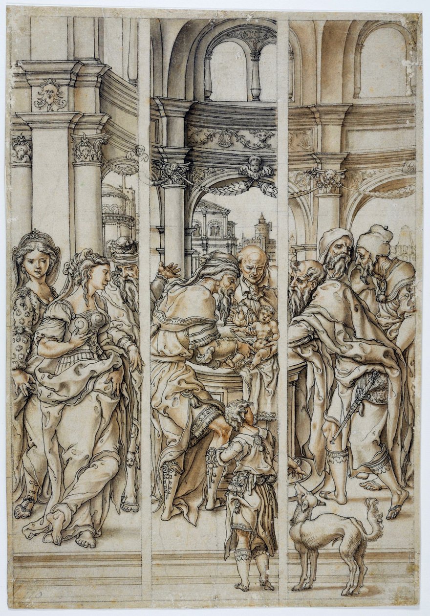 キリストの割礼、ステンドグラスの窓のデザイン 作： Pieter Coecke van Aelst
