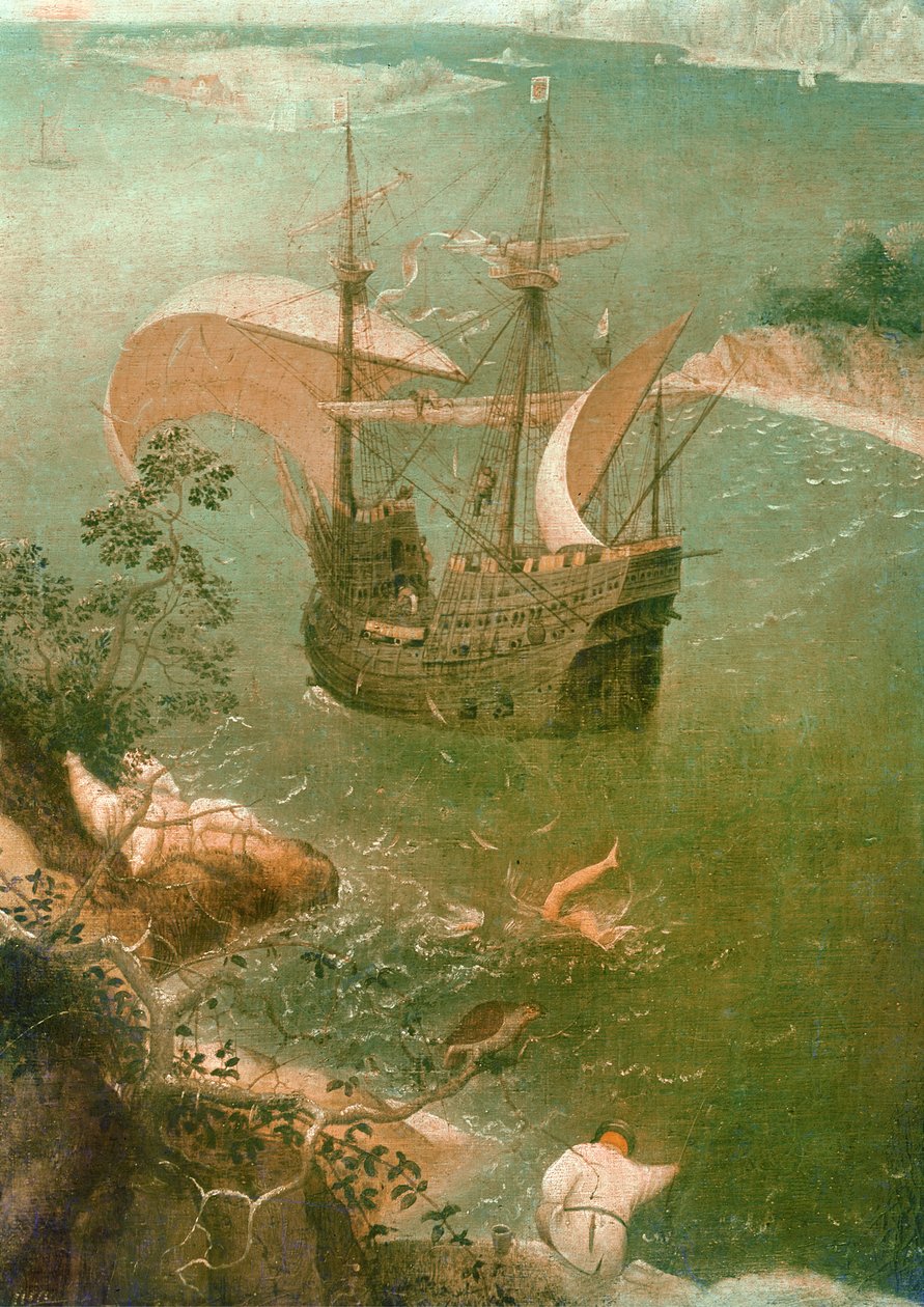 イカルスの陥落のある風景、1675年頃の油彩、3675年のキャンバスのディテール 作： ピーター・ブリューゲル長老