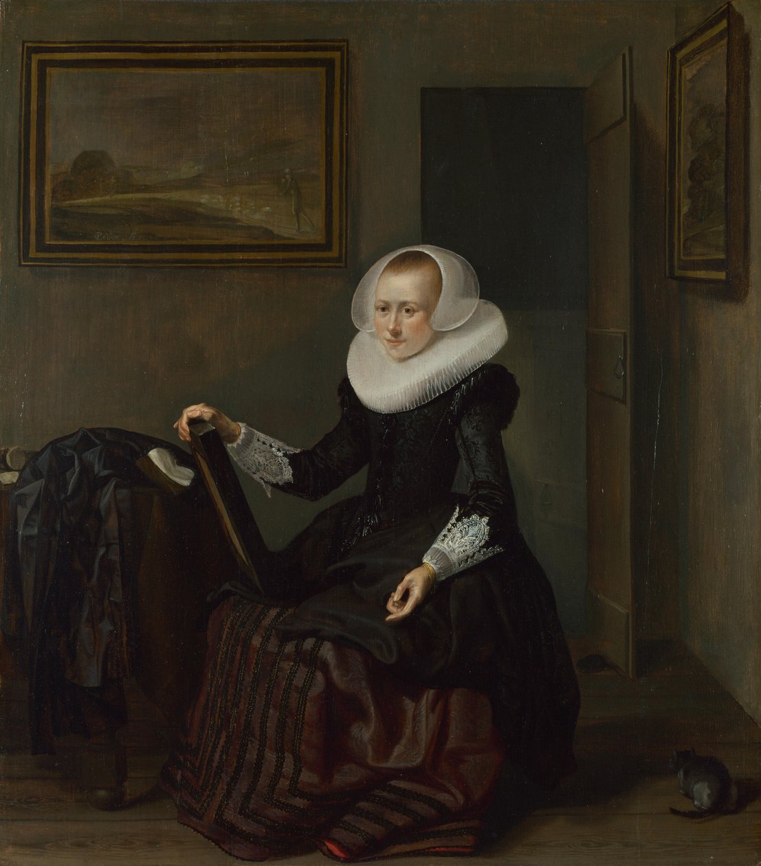 鏡を持った女、1625年 作： ピーター・コッデ