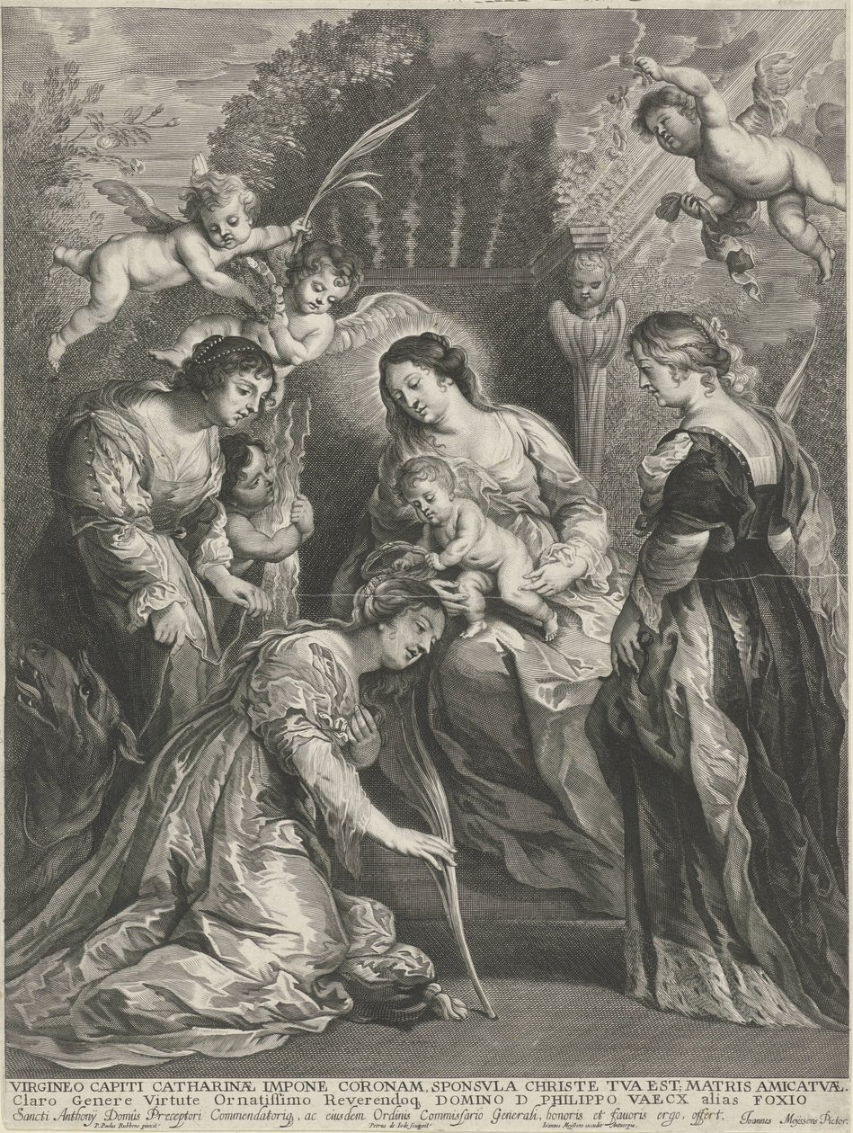 キリストの子が H. カタリナの冠をかぶる 作： Pieter de Jode（II）
