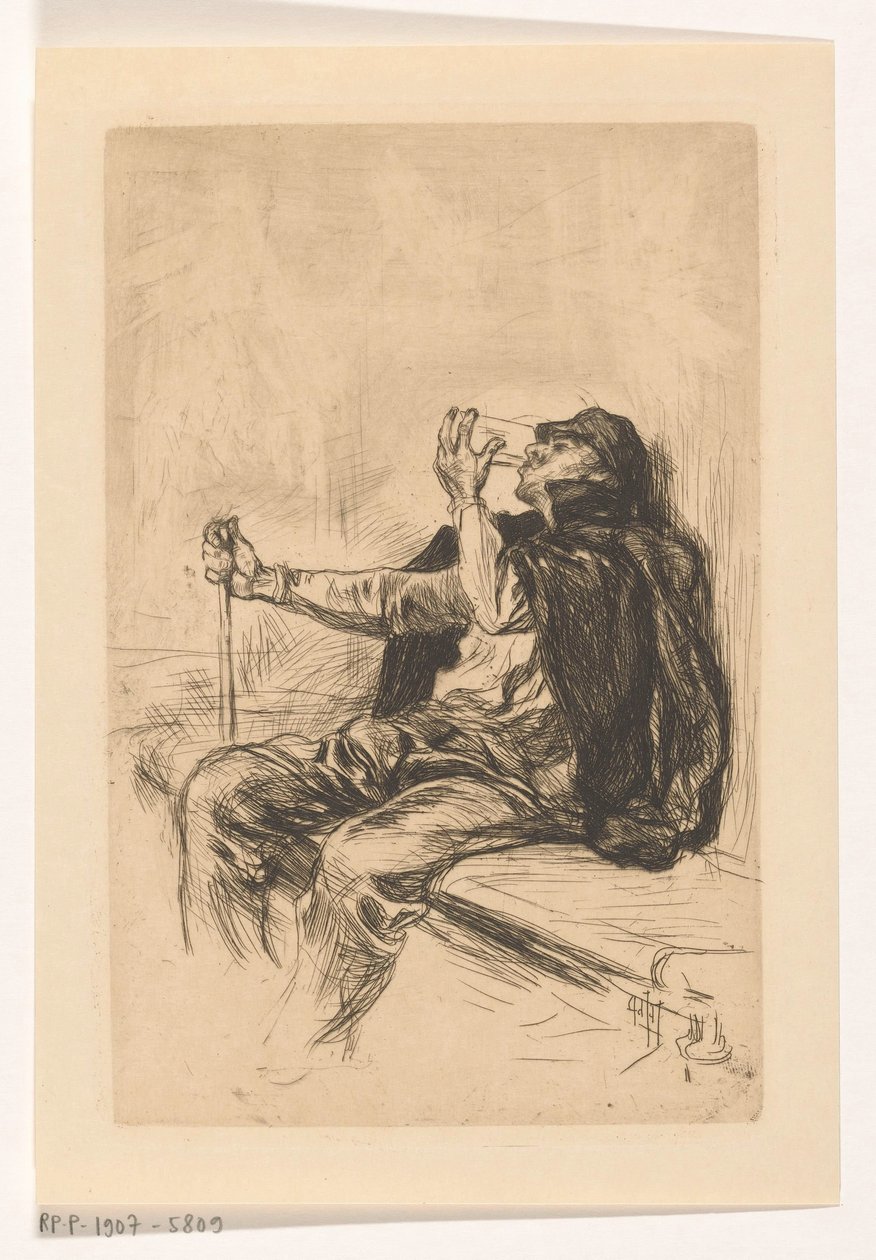 杖を持った飲酒男性 作： Pieter de Josselin