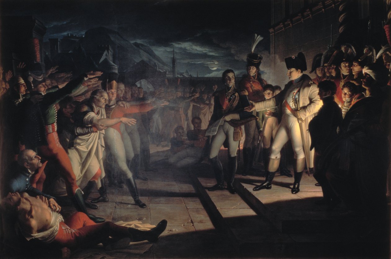 1820年1806年10月14日、イェナアウエルシュタットの戦い後のナッポレオンボナパルトへのサッソーニの誓い（1769-1821）（187778も参照） 作： ピエトロ・ベンヴェヌティ