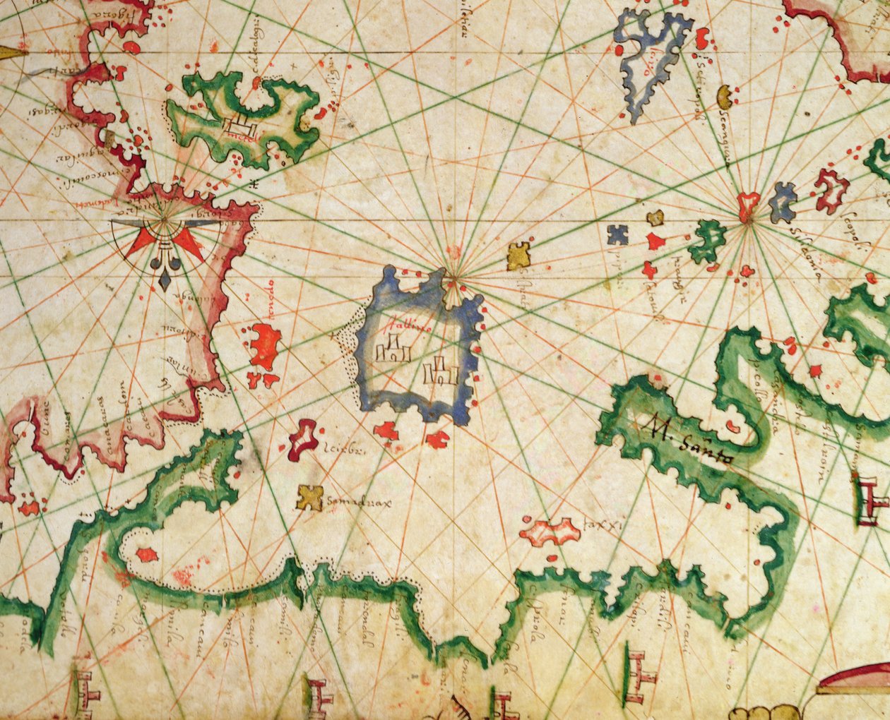 リムノス島、海図、1651年（ベラムのインク）（330925からの詳細） 作： ピエトロ・ジョヴァンニ・プルーン