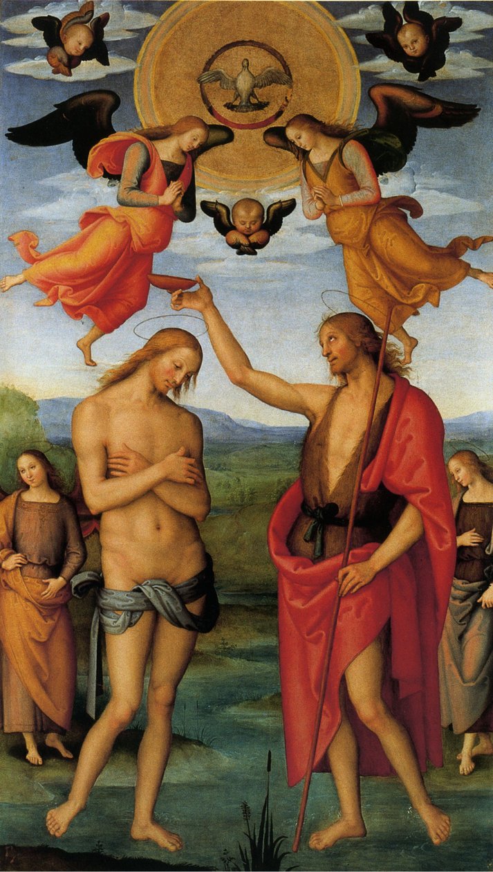 サンタゴスティーノの祭壇画（キリストの洗礼） 作： ピエトロ・ペルジーノ