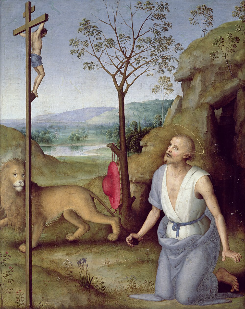 砂漠の聖ジェローム、c.1499-1502 作： ピエトロ・ペルジーノ