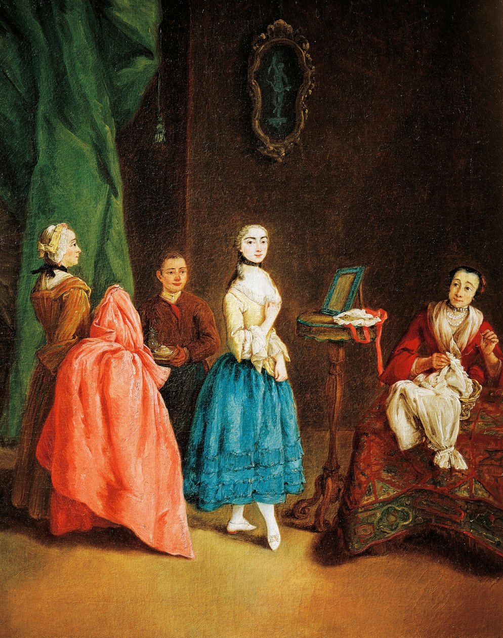 ピエトロ・ロンギ（1701-1785）作「ドレスメーカーの女性 作： ピエトロ・ロンギ