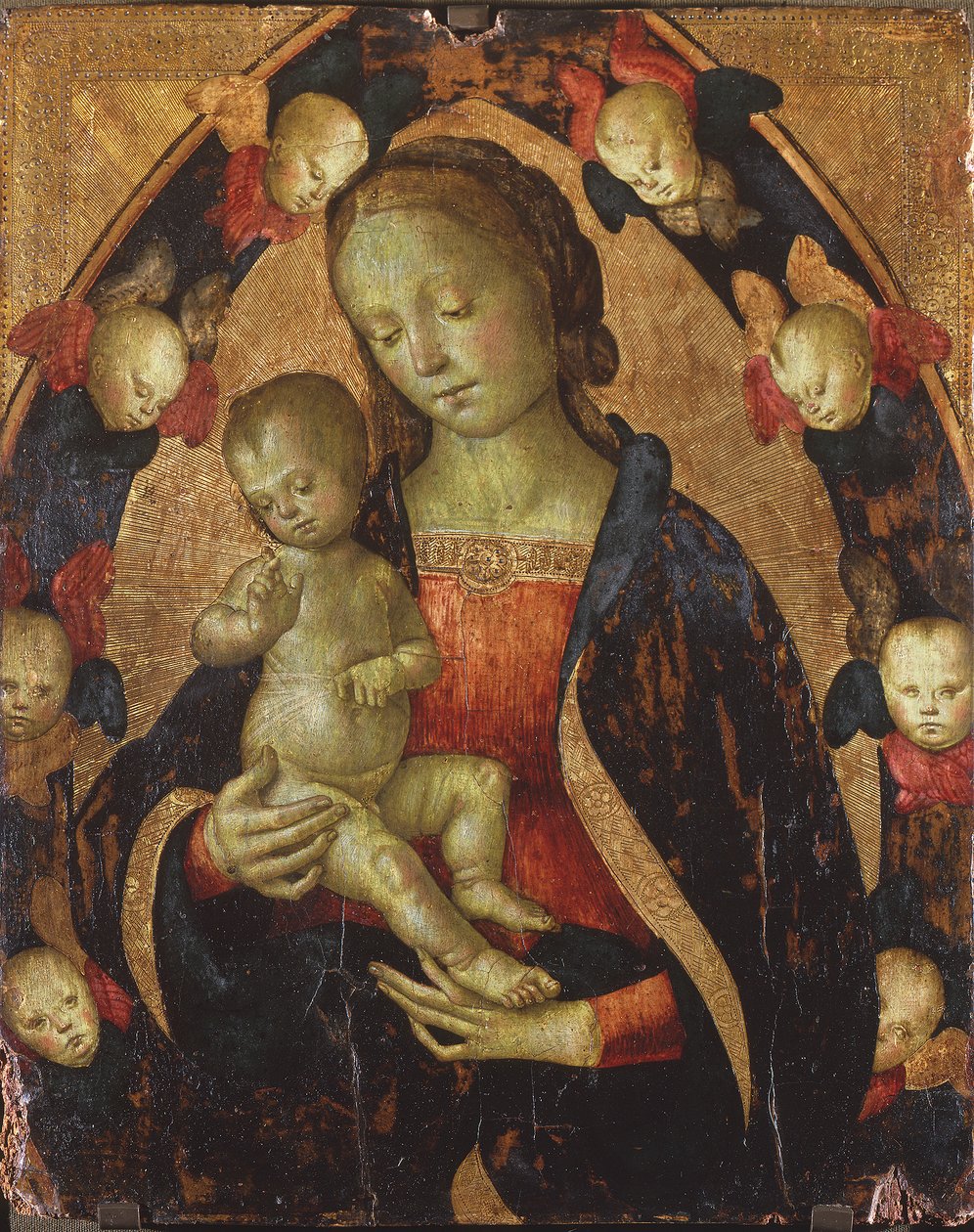 1475年頃、ケルビムに囲まれた聖母子 作： ピエトロ・ペルジーノ