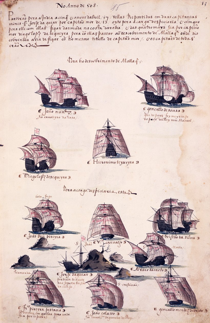 「軍の書」からの1508年のインドへの新しい遠征 作： ポルトガル語学校