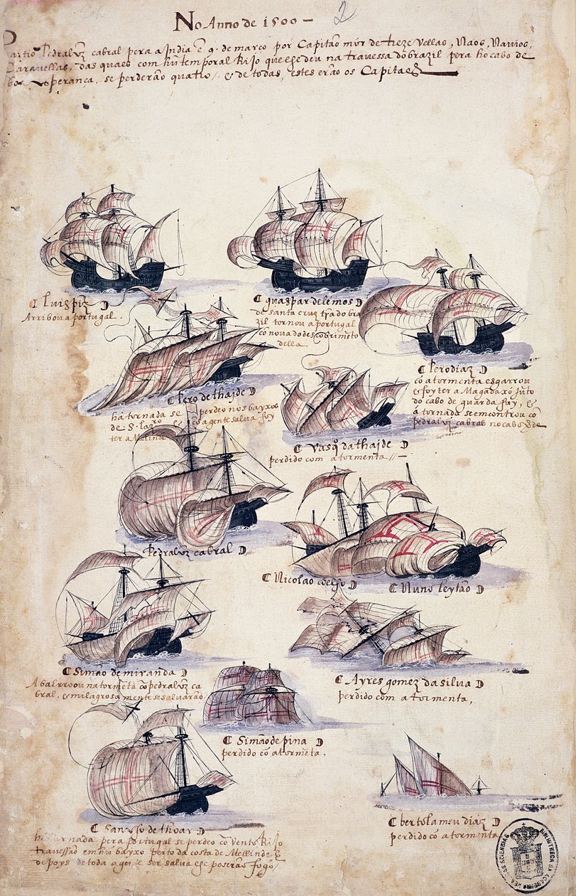 ペドロアルバレスカブラル（1467年〜1520年頃）「Libro dea Armadas」から1500年にブラジルに到着 作： ポルトガル語学校