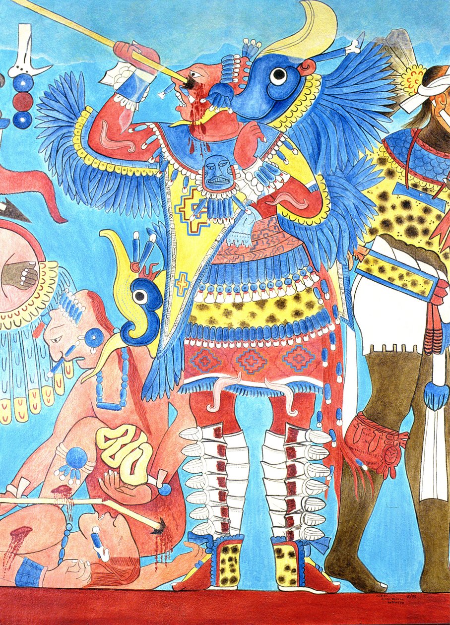 メキシコのカカストラでの壁画の複製 作： プレコロンビアン