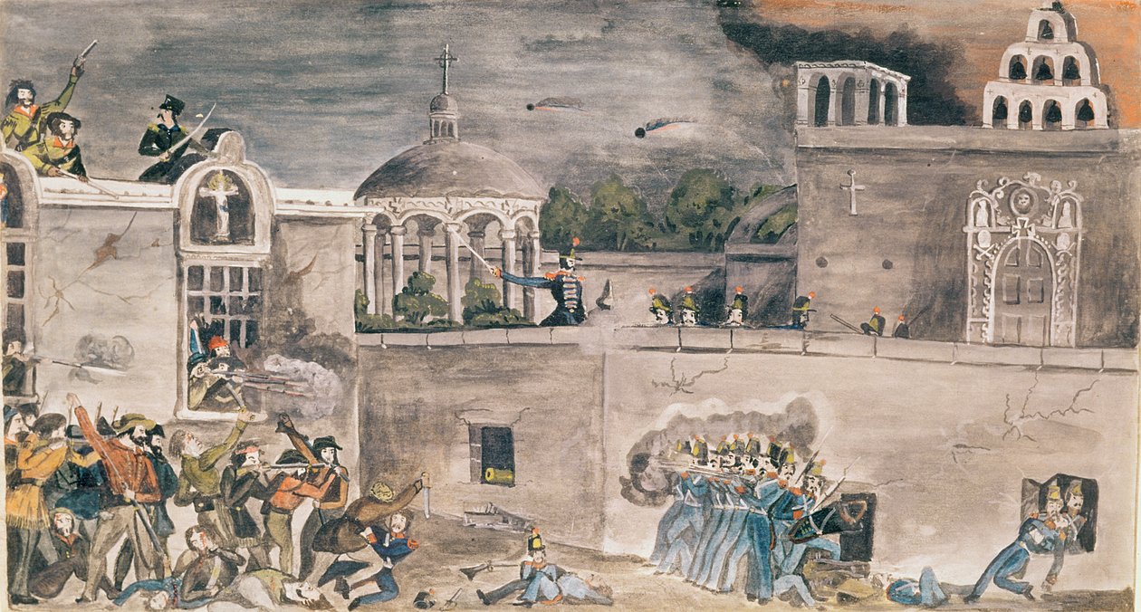 1846年頃、ドニファン将軍下の米軍がモンテレーの司教の宮殿を襲撃 作： プライベートサミュエルチェンバレン
