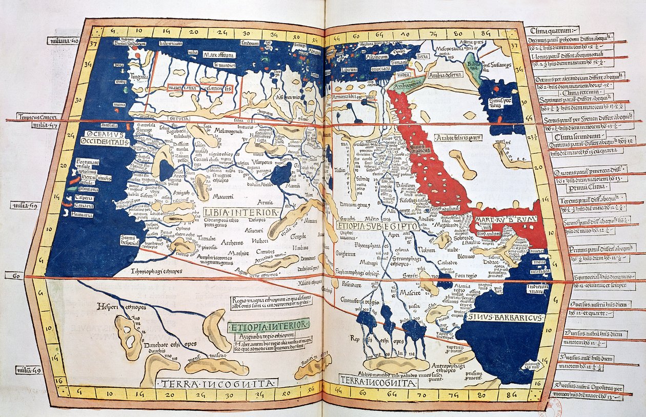 アフリカの地図、1486年の世界地図からのプレート18 作： プトレミー