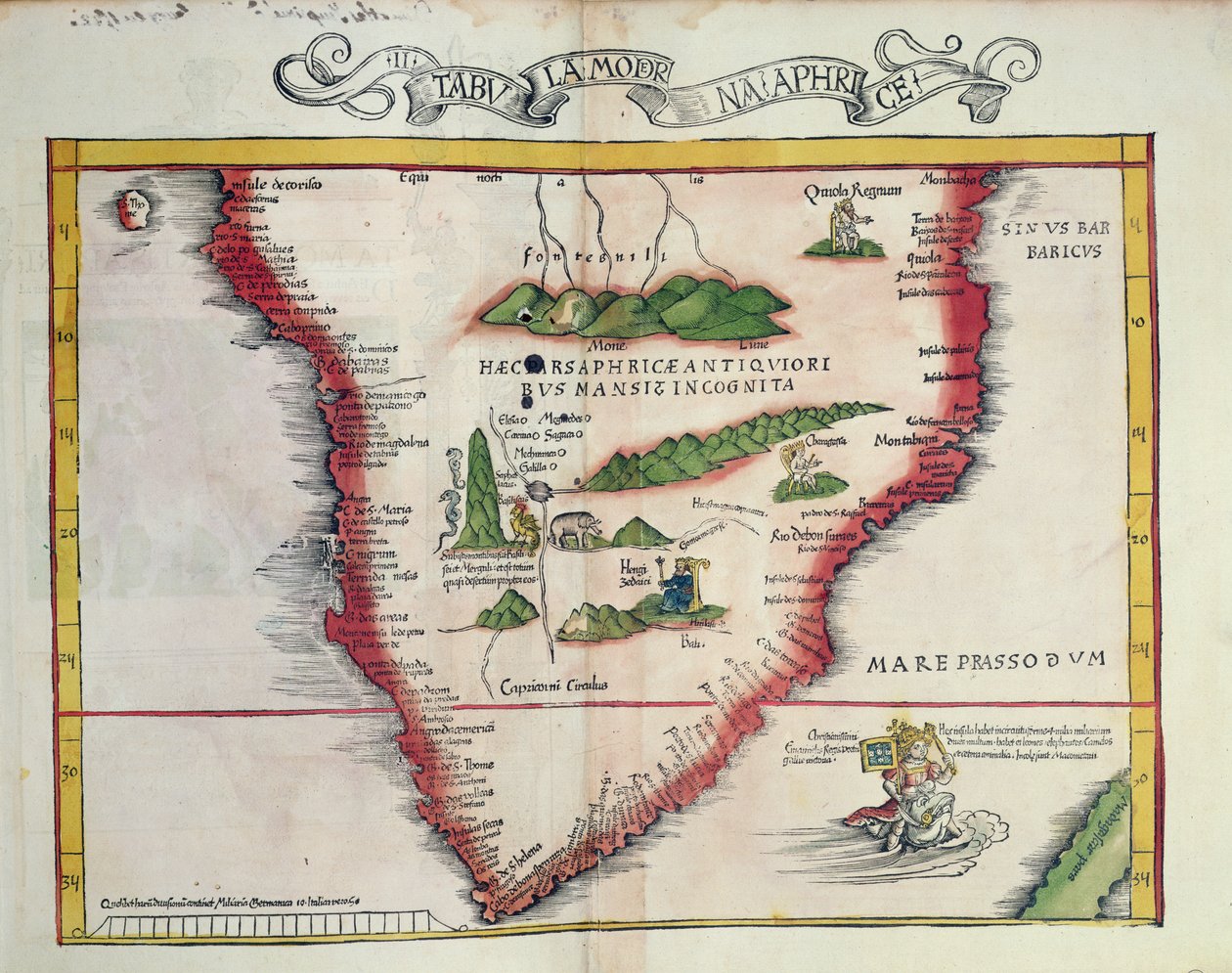 1522年にストラスブールで公開された南部アフリカの地図 作： プトレミー