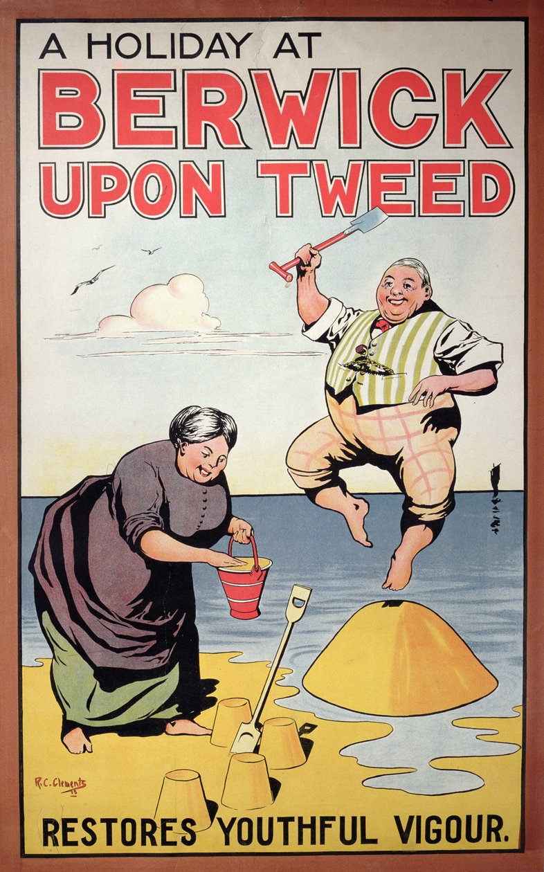 ベリックでの休日は若々しい活気を取り戻す、観光ポスター、1913 作： RCクレメント
