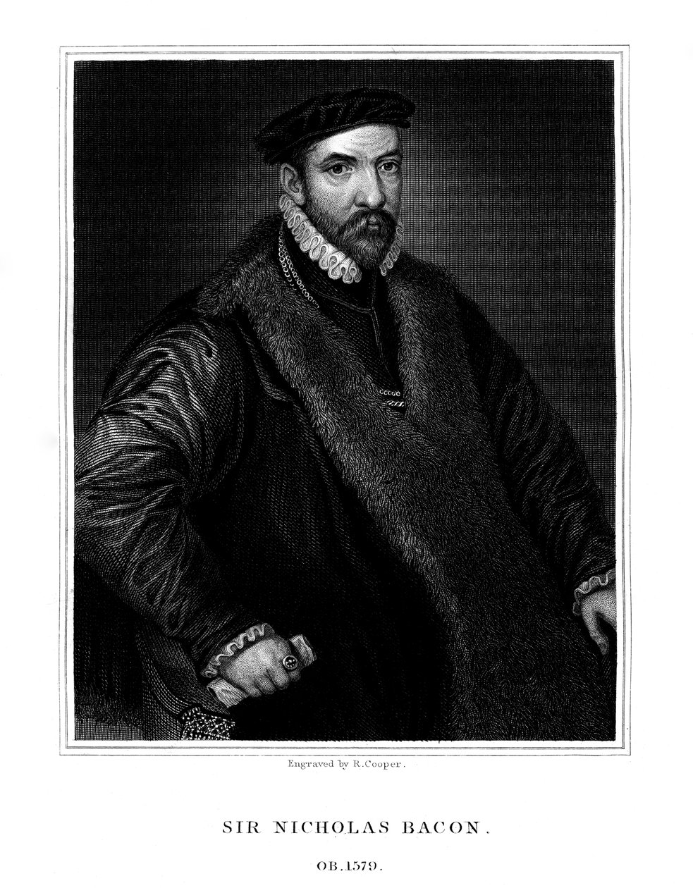 ニコラスベーコン卿、1826年、イギリスの政治家。 作： R.クーパー