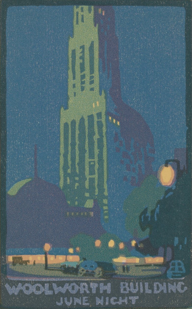 ウールワース ビル、1916 年 6 月の夜。 作： レイチェル・ロビンソン・エルマー