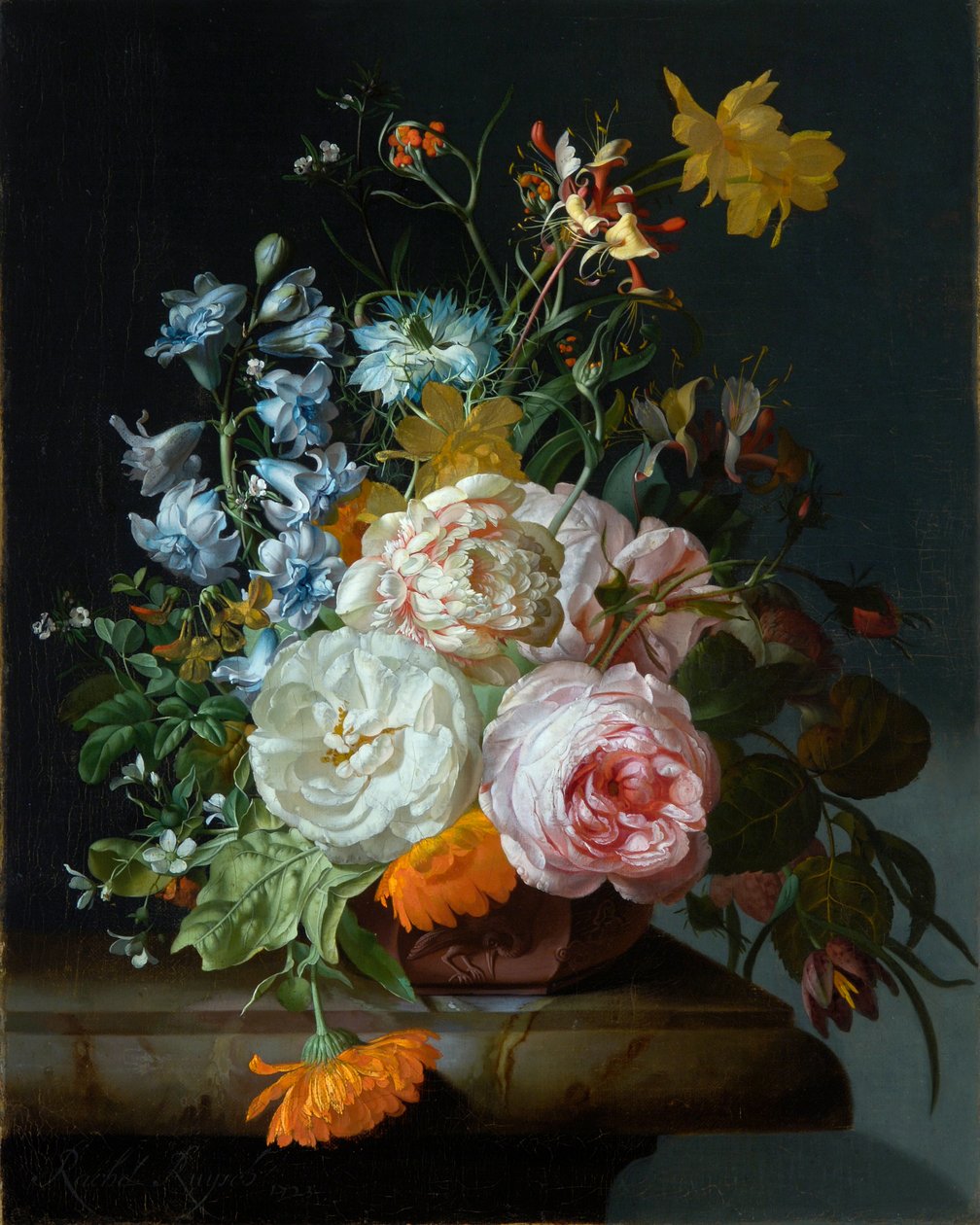 テラコッタの花瓶の花 作： ラッヘル・ライス