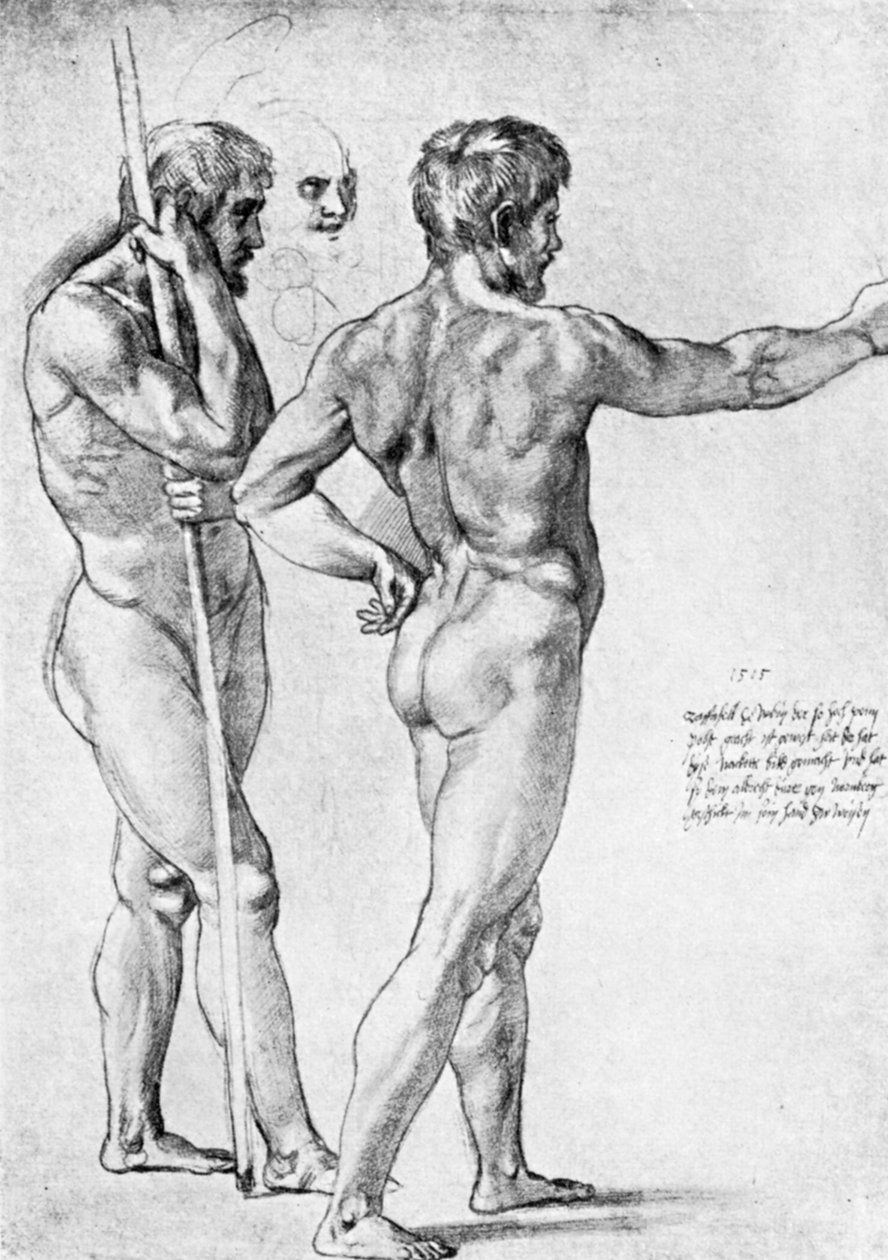 2つの男性ヌード研究、1515、1912。 作： ラファエロサンツィオラファエル