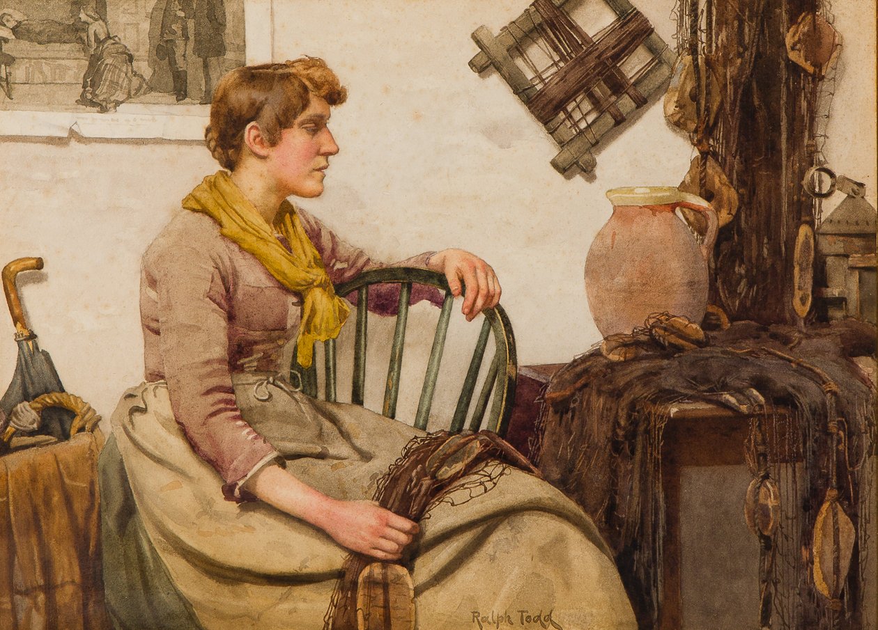 Woman Mending Nets（紙にトイレ） 作： ラルフ・トッド