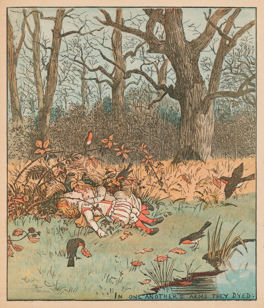 森の中の女の子、c1878。 作： ランドルフ・カルデコット