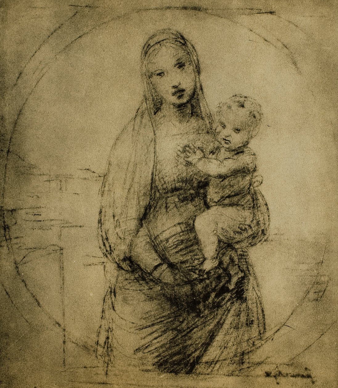 ラファエルが描いた大公のマドンナのための勉強。内閣描画と版画、ウフィツィ美術館、フィレンツェ 作： ラファエロサンツィオラファエル