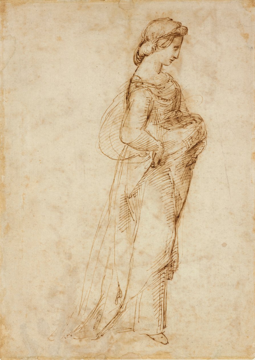 右に歩く女性像、c1500-1520 作： ラファエル